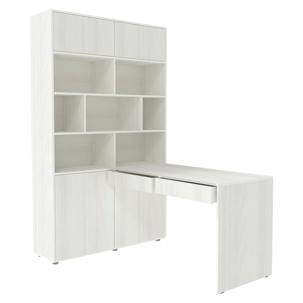 Стол письменный со стеллажом КарИВи 1200 Белое Дерево Белое Дерево