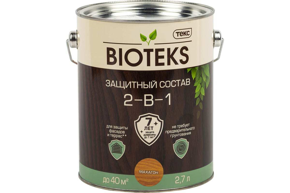 Антисептик Текс Bioteks лессирующий (2 в 1) махагон (2,7л)