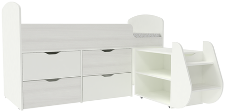 Кровать-чердак КарИВи Малыш 7 Белый  Белое Дерево