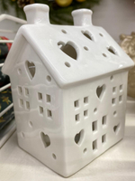Фигурка керамическая Домик 12,8см, белый, LED-подсветка (+ батарейка 2LR44), SYTCC-3823125