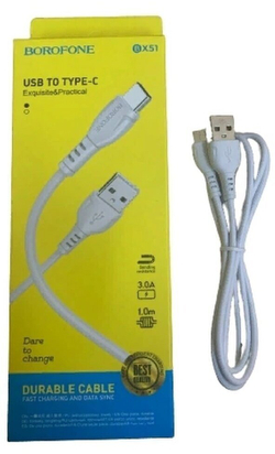 Кабель Type-C BOROFONE BX51 3.0A, 1м. белый