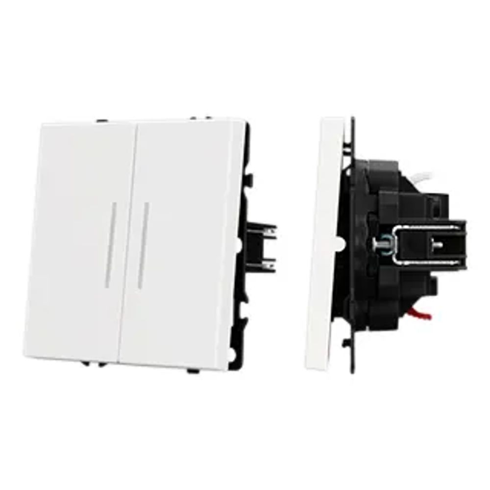 Механизм звонкового выключателя двухклавишный LED SWT-NOBE-MKR2-SFPL-L-WH (230V, 10A) (Arlight, Белый кварц) 061745(1)