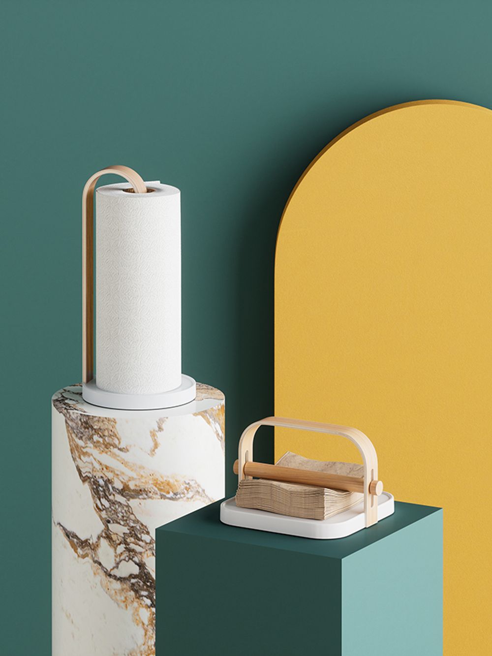 Держатель для салфеток Bellwood, белый/натуральное дерево