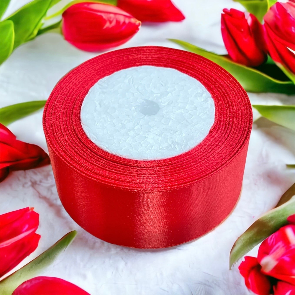 Лента атласная 4 см 25 ярдов (красная) №26