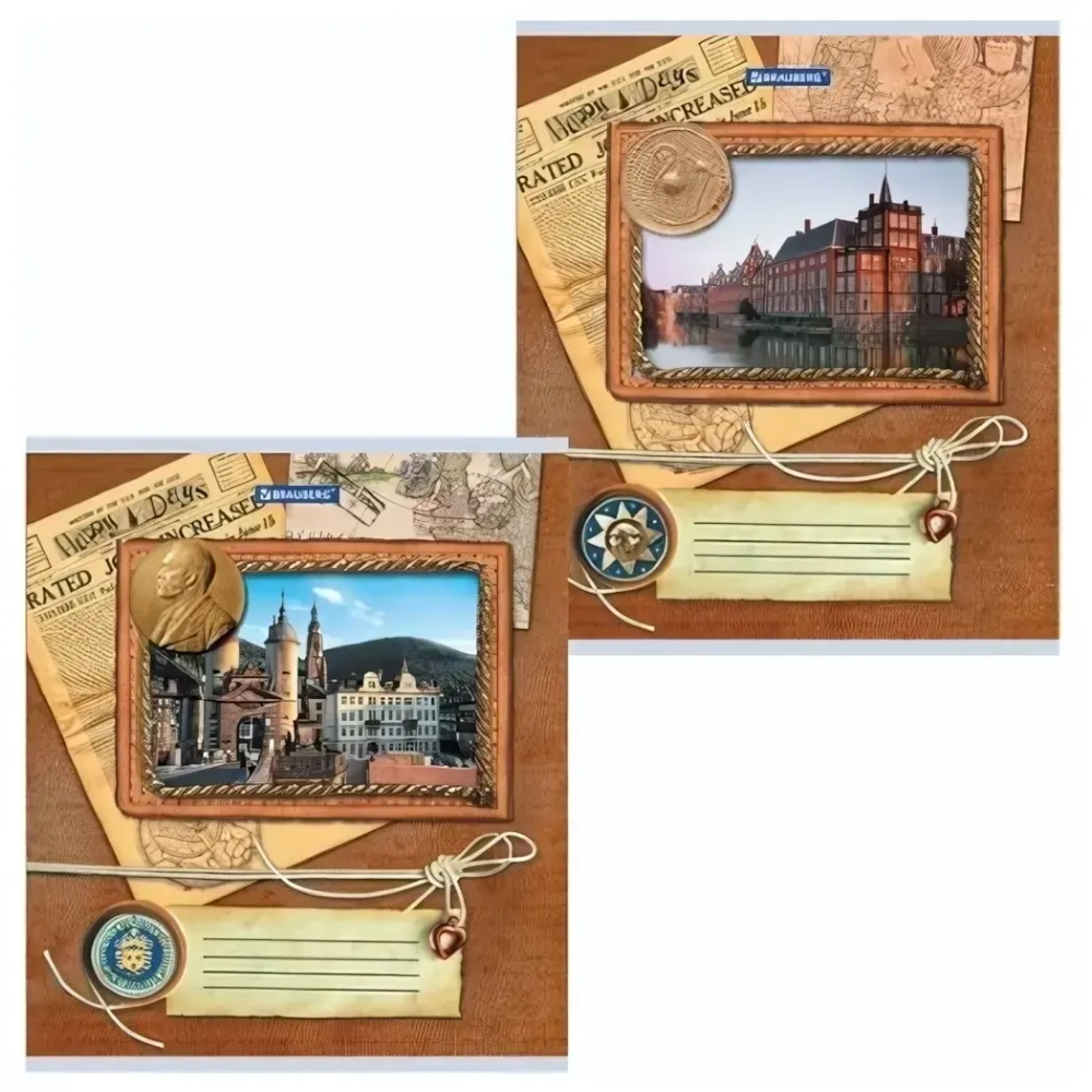 Тетрадь 96л. А5 клетка Brauberg ЭКО скрепка обложка картон АССОРТИ (1/7)