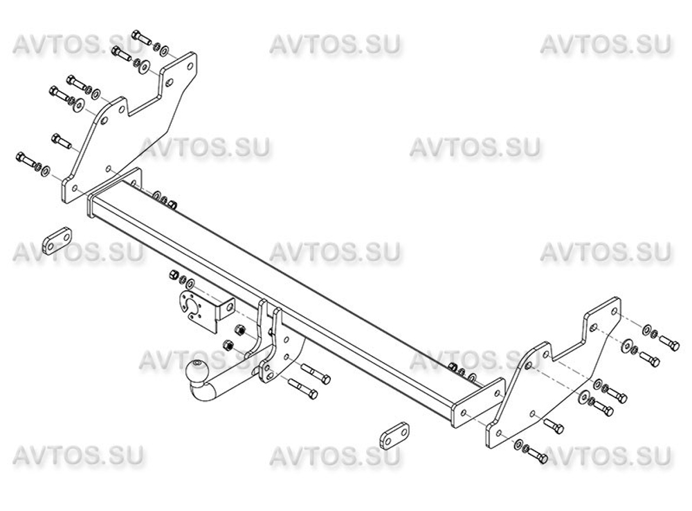 Фаркоп для Toyota Hilux 2015- Тип шара: A. Нагрузки: 2500/100 кг, TY 40