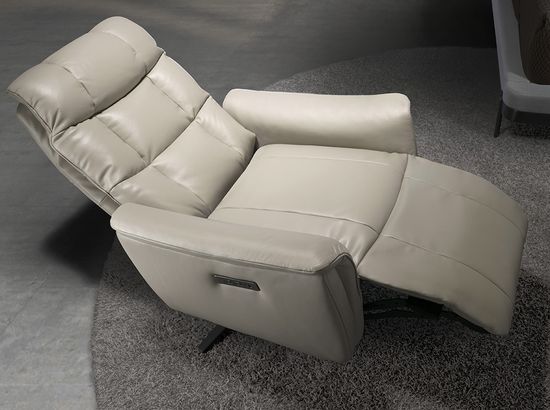 Поворотное кресло-реклайнер 5114/KM-A6010-M565 серое кожаное Испания 