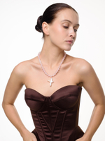 Чокер "Sea pearl cross pink" Gold