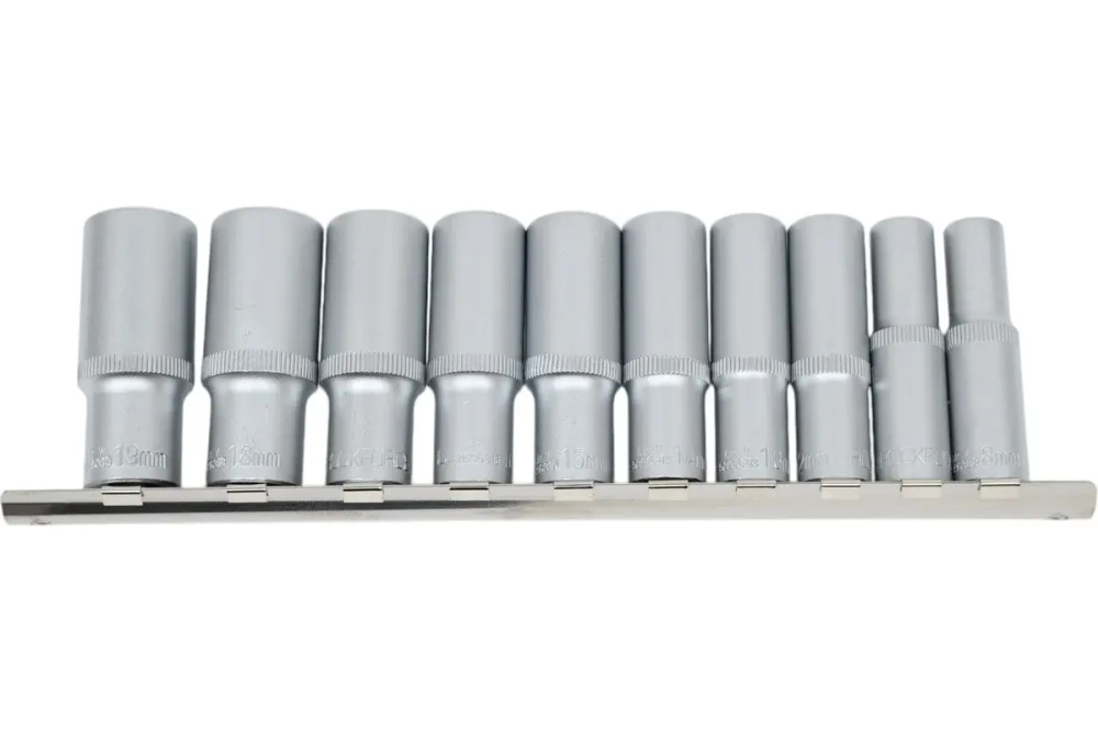 Набор торцевых головок RF-3102-9: 3/8"DR 12-гранных глубоких на планке 10пр. ROCKFORCE