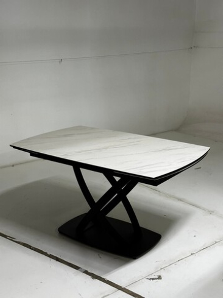 Стол М-City DISAUR Фоггия (Foggia) 140 Kl-99 Белый мрамор матовый, Итальянская керамика, Черный