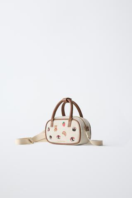 ZARA СУМКА С ВЫШИВКОЙ, КОРИЧНЕВЫЙ