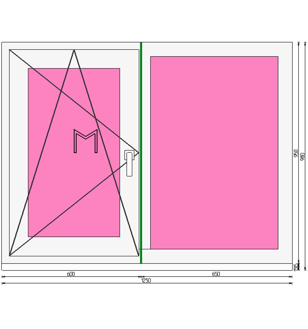 Пластиковое окно 950 х 1250 ТермА Эко + Москитная сетка