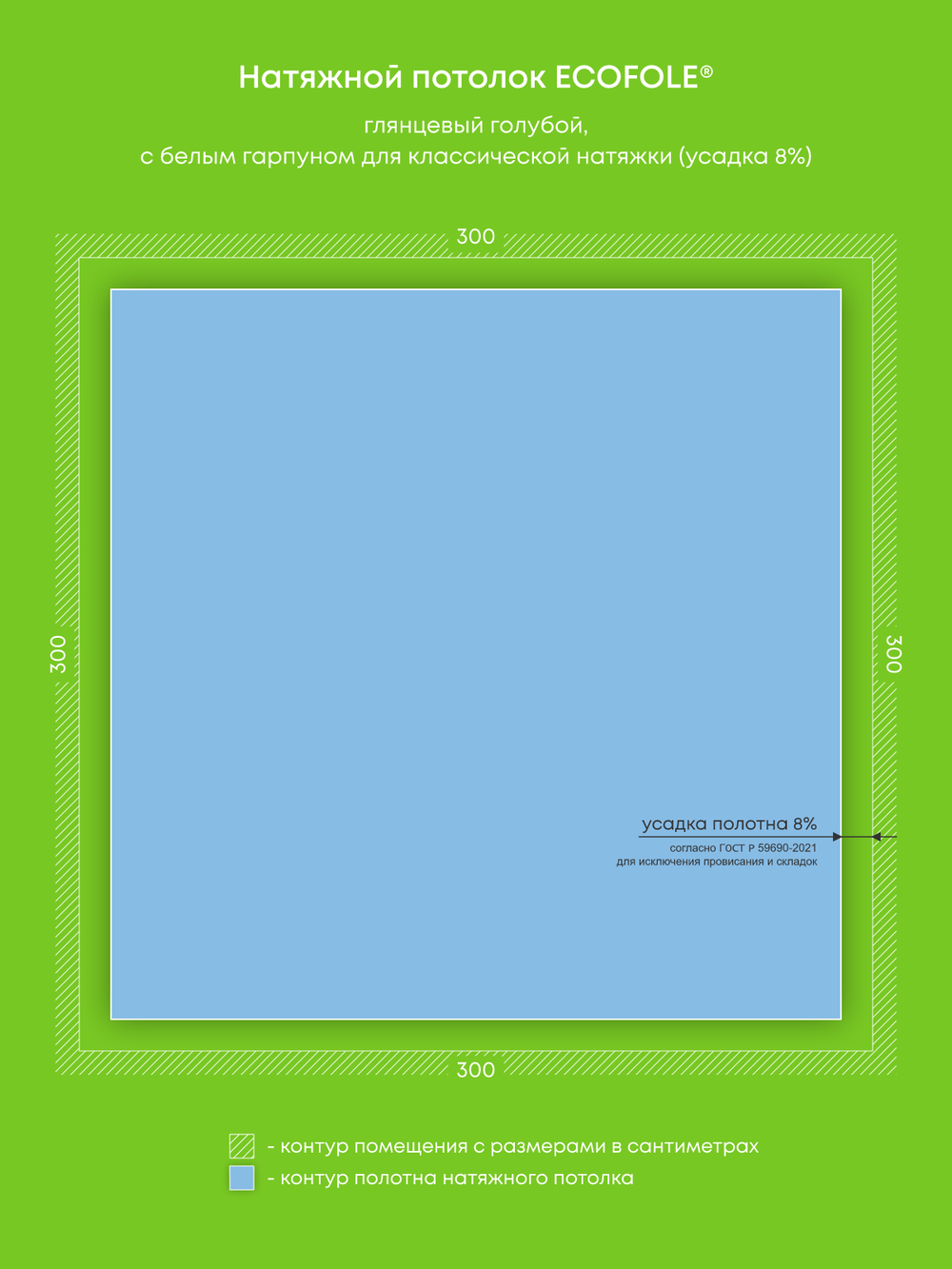 Глянцевый натяжной потолок 9 м2