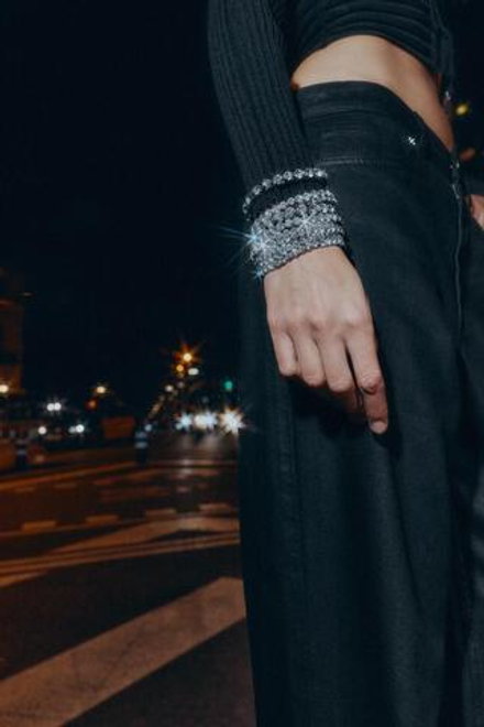 ZARA НАБОР ЭЛАСТИЧНЫХ БРАСЛЕТОВ С УКРАШЕНИЯМИ, АНТРАЦИТОВО-СЕРЫЙ