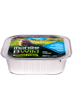 Monge Cat BWild GRAIN FREE беззерновые консервы из анчоусов с овощами для взрослых кошек 100г