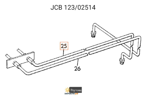 Трубка тормозная моста левая JCB 123/02514, ​123-02514, ​12302514