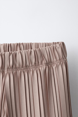ZARA ПЛИССИРОВАННЫЕ БРЮКИ WIDE LEG, СЕРО-КОРИЧНЕВЫЙ