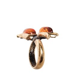 AM-2455 Кольцо «Колокольчики» (латунь, янтарь)