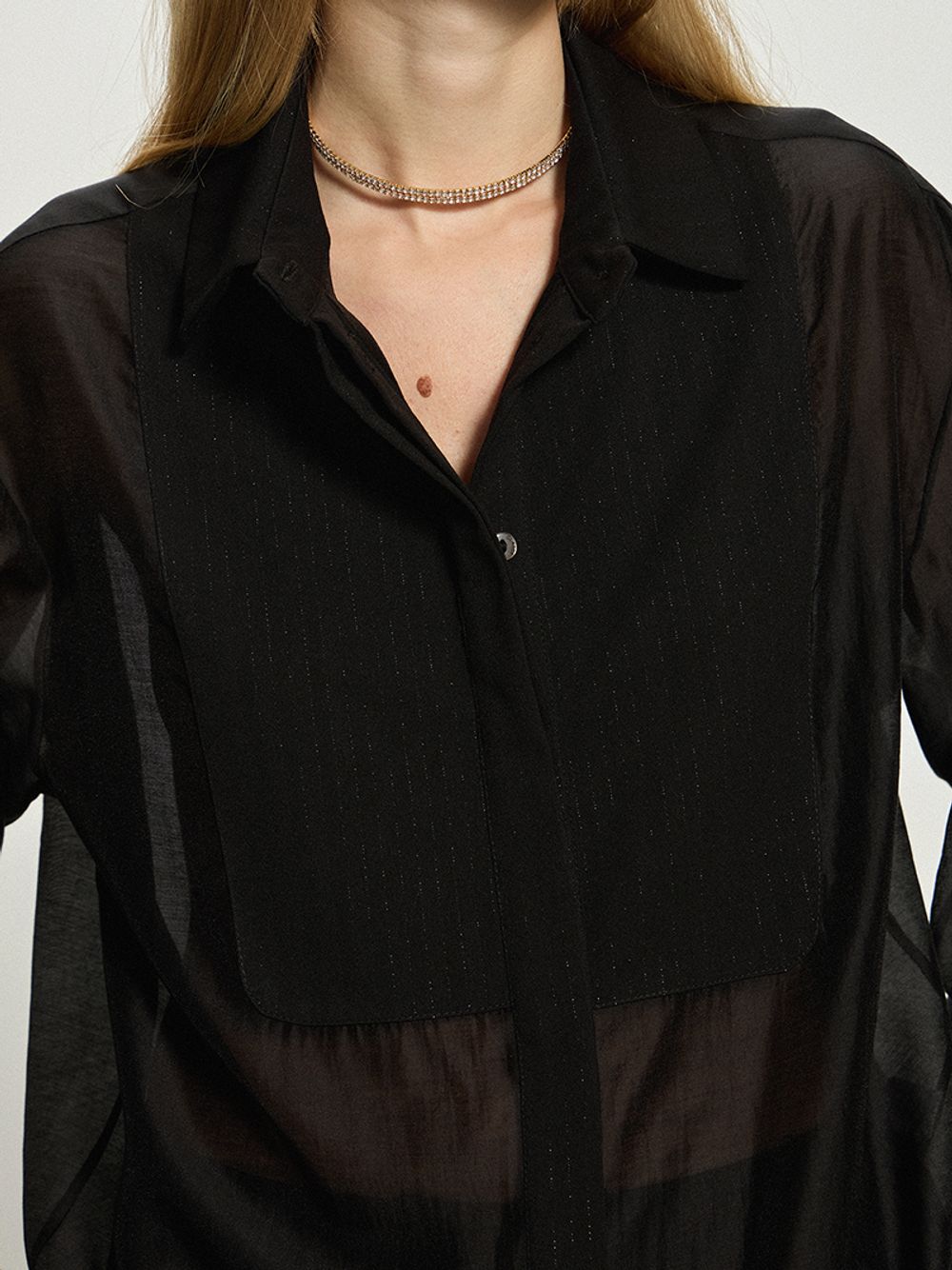 Рубашка Хельсинки с МАНИШКОЙ черный шифон