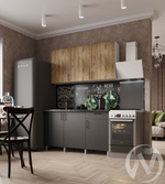 Кухня Грейс 1.5м (корпус белый/дуб канадский; карбон вулкан) 38мм королевский опал