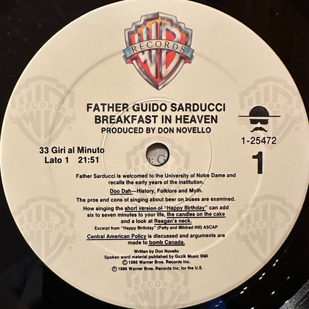 Father Guido Sarducci ‎– Breakfast In Heaven (США 1986г.)