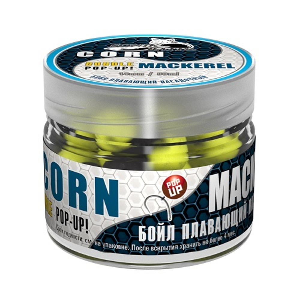 Бойлы насад. плав. двух цв. Sonik Baits CORN-MACKEREL Fluo Pop-ups 14мм 90мл