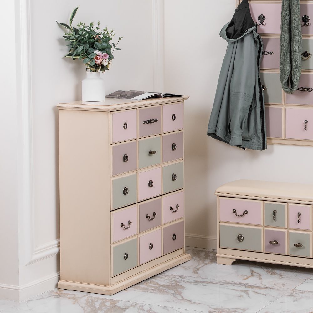 Комод "Пандора"- 3 с 3 ящиками Айвори Акварель