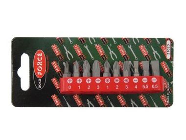 Набор бит 10пр. 1/4''(PH.0,1,2,3, PZ.1,2,3, SL 4, 5.5, 6.5мм-25мм),в блистере RockForce##Rock FORCE RF-21020