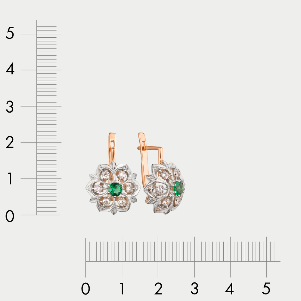 Серьги женские из розового золота 585 пробы с фианитами (арт. С-004)