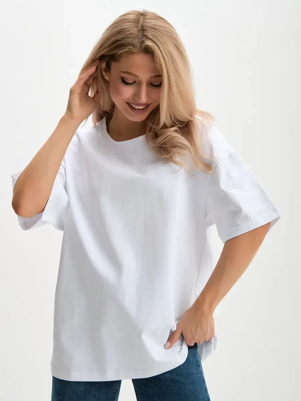 Футболка белая однотонная хлопок