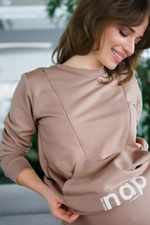 Стильный свитшот для беременных и кормящих мам (Размер: XL) (Цвет: бежевый)