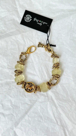 Браслет с цитринами, оттенок золото антик