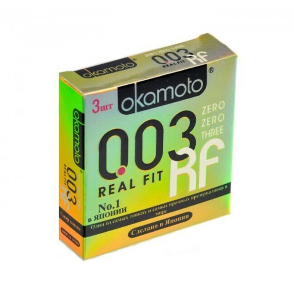 Супер тонкие презервативы облегающей формы OKAMOTO Real Fit №3 (3 шт.) (Цвет: прозрачный)