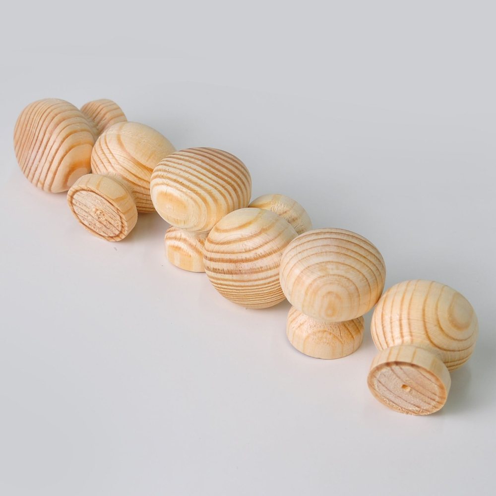 Комплект мебельных ручек из массива сосны, 10 шт., в натуральной отделке