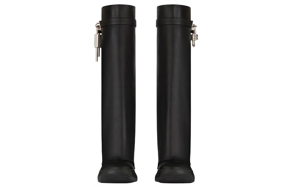 Givenchy Shark Lock Leather Knee high Boots Women"s Black