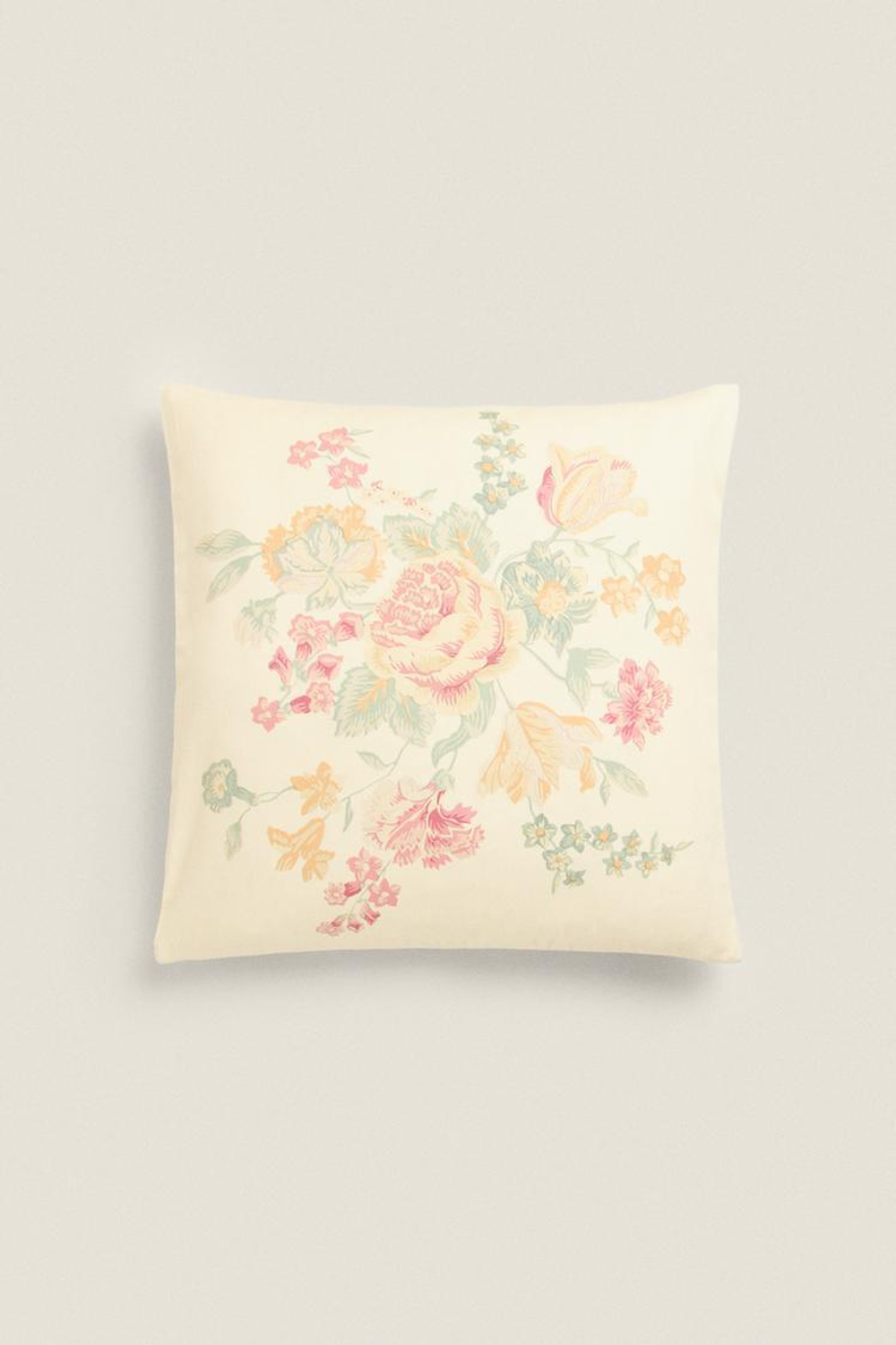 ZARA HOME ЧЕХОЛ ДЛЯ ДЕКОРАТИВНОЙ ПОДУШКИ С ЦВЕТОЧНЫМ УЗОРОМ, ЭКРЮ