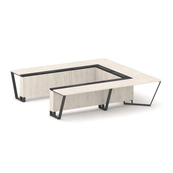 Steel Meet Стол переговорный П-образный KM-PR.B.SP-11P Денвер Светлый/Графит Глянец/Металл Антрацит