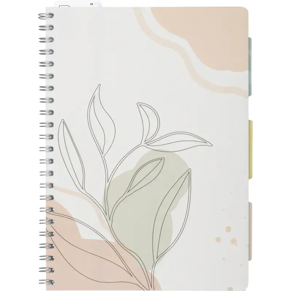 Бизнес-тетрадь 120л,клетка,А4 Flora 1,пласт.обл,серебр.спир,3раздел,линейка
