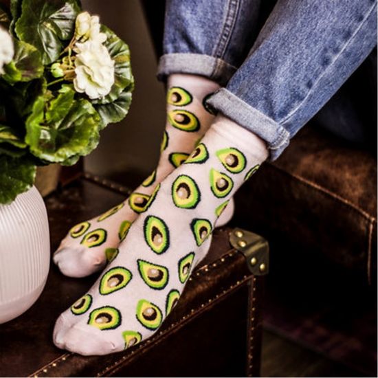 Носки "Авокадо на светло розовом" р-р 36-42 (бледно-розовый)