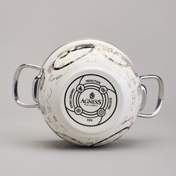 КАСТРЮЛЯ AGNESS ЭМАЛИРОВАННАЯ СО СТЕКЛЯННОЙ КРЫШКОЙ СЕРИЯ "LAVENDER CATS", 2,0 Л ДИА. 18СМ