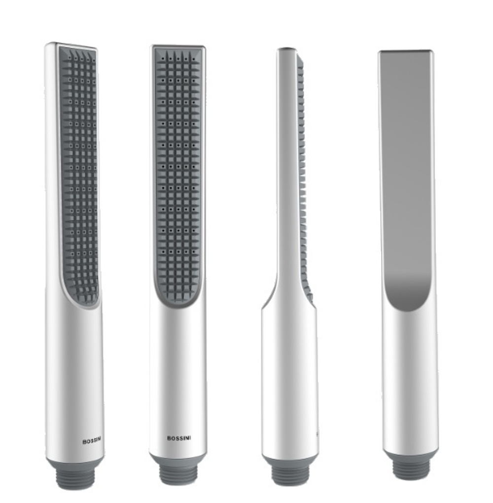 Bossini Apice смеситель для ванны с кнопочным переключением на 2 выхода, излив 207 мм, ручной душ Slim на фиксированном держателе, шланг Cromolux 150