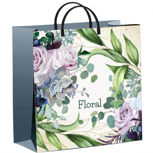 Пакет с пластиковой ручкой, мягкий пластик, 30х30см, "Нежное очарование" 140мкм, ШК7651