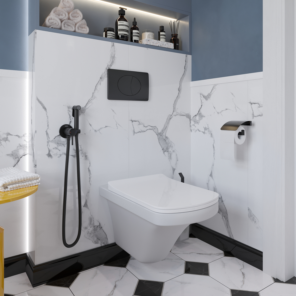 Кнопка смыва для унитаза STWORKI 230858 пластик, цвет матовый черный