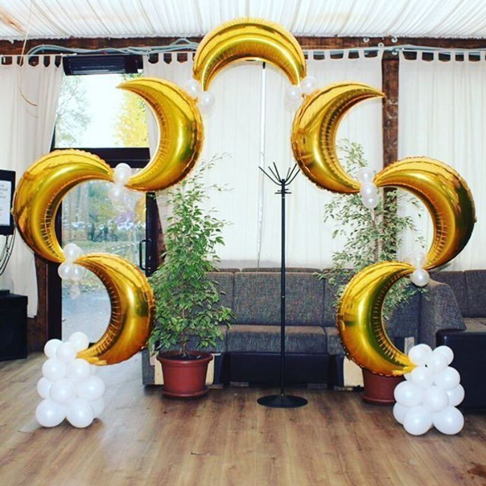 Шар (35"/89 см) Фигура, Полумесяц, Золото 1 шт.