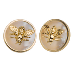 Серьги-пусеты "Мухи" в золочении с перламутром