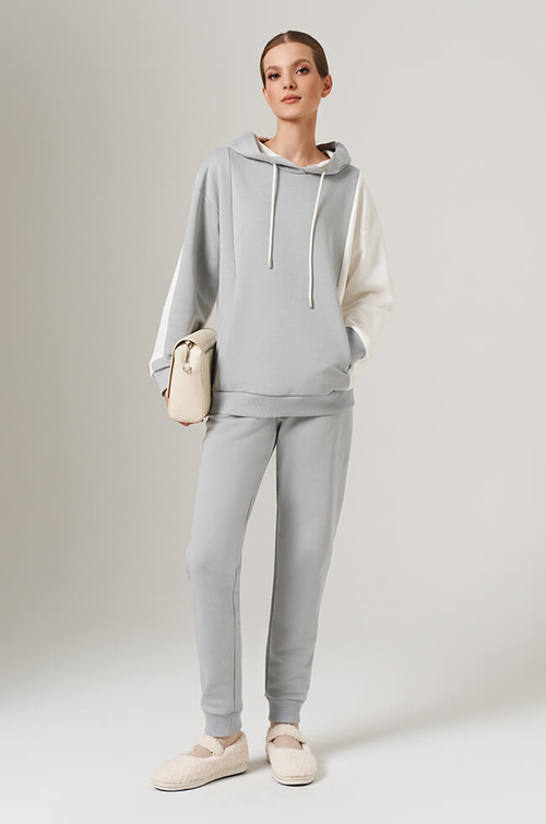 23151 Худи женский (серый / молочный)