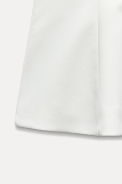 ZARA ТОП ИЗ ЭЛАСТИЧНОЙ ТКАНИ С БАСКОЙ, БЕЛЫЙ