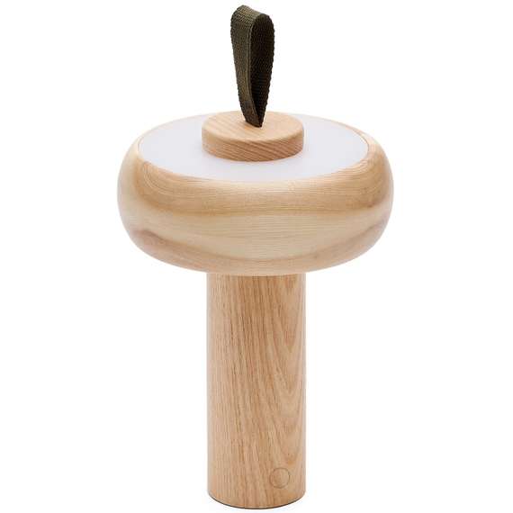 Переносная настольная лампа Luba из массива ясеня и зеленой ручкой