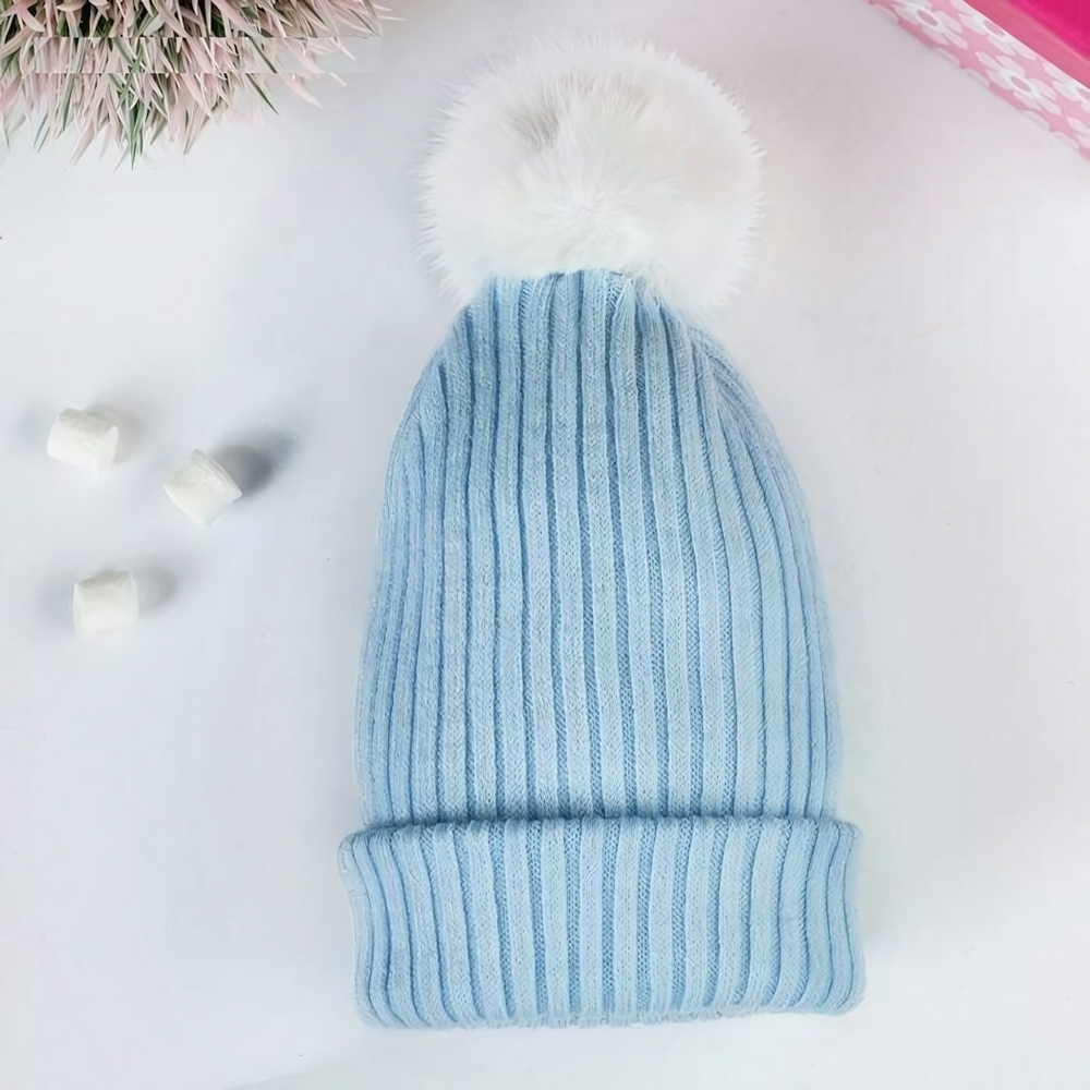 Шапка детская с помпоном, р. 50-52, цвет голубой 4454894