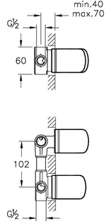 Встраиваемая часть смесителя Vitra Pure с дивертером на 3 потребителя A40685EXP